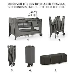 Ліжко-манеж с пеленатором Kinderkraft Joy 2 Dark Grey (KLJOY02DGR000AC) - мініатюра 2