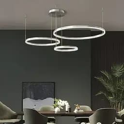 Світлодіодна люстра на три кільця 60+40+20 см у хромованому каркасі | Line F | Арт. MJ73-600+400+200 CH