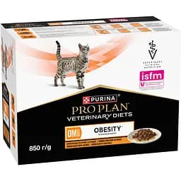 Набір вологий корм для дорослих котів Purina Pro Plan Veterinary Diets OM Obesity Management St/Ox для схуднення з куркою 10 x 85 г - мініатюра 3