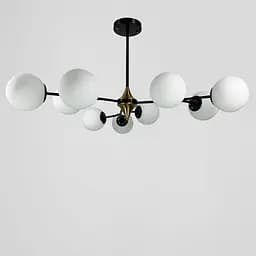 Черная люстра с поворотными веточками на 9 белых плафонах d=150 | Ст. K 21/9 BK+WT новый | Line F