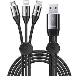 Кабель Baseus Car Co-Sharing Cable USB to Type-C/Lightning/MicroUSB 3.5A 1m CAMLT-FX01 Black