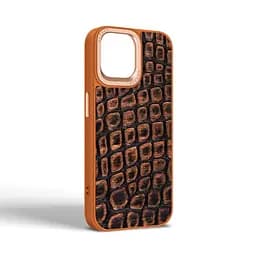 Кожаный чехол для Apple iPhone 15, Harder Kaiju Skin, оранжевый, термополиуретан ТПУ + экокожа с эффектом текстуры монстра, панель, защита корпуса, противоударный, микрофибра, рамка вокруг камеры, защита всего корпуса, (ARM76837) - мініатюра 2