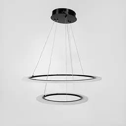 Современная черная люстра подвесная с двумя кольцами Ø 60+40 см | Ст. MJ305-600+400 BK | Line F