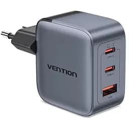 Зарядний пристрій Vention 70W GaN FEX 1U+2C чорний євровилка