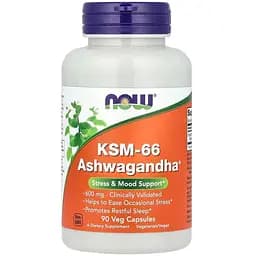 Ашваганда NOW KSM-66 Ashwagandha 600 mg, 90 вегакапсул