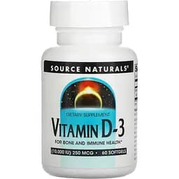 Вітамін D3 Source Naturals 10000 МО 60 гелевих капсул