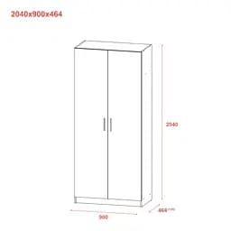 Шафа для одягу Doros Promo з полицями Сірий 2 ДСП 90х48х204 (80737770) - мініатюра 9
