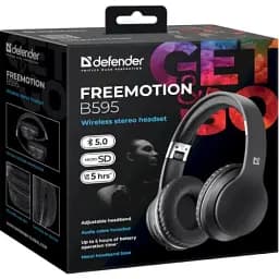 Навушники бездротові Defender FreeMotion B595, Black, Bluetooth, USB-C, мікрофон, 32 Ом, 115 дБ, microSD, час роботи до 5 годин, радіус дії до 10 м (63595) - мініатюра 6