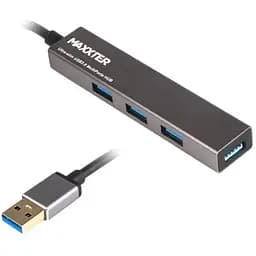 Розгалужувач-хаб Maxxter HU3A-4P-02, 4x USB 3.0 на 4 порти метал