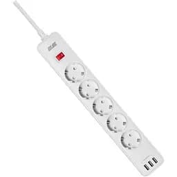 Мережевий фільтр-подовжувач 2E SP515M2-USB-WH 5хSchuko, 3xUSB, 2 м, 5розеток, 16A, 3.68 кВт - мініатюра 2