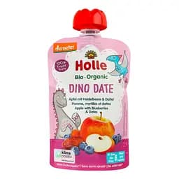 Пюре Holle Dino Date, с яблоком, черникой и финиками, 100 г