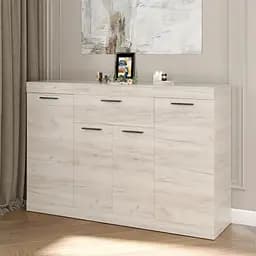 Комод для дома Эверест Соната-7 Телескопические с дверями и ящиком 140х38х94 см дуб крафт белый (EVR-2705)