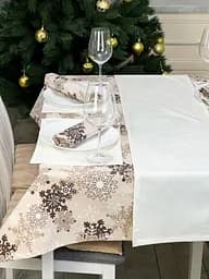 Комплект Ранер 170х40 см + серветки 30х40 см 4 шт новорічний водовідштовхувальний однотон ванільний - мініатюра 6