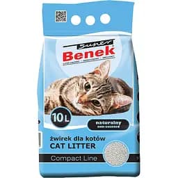 Бентонітовий наповнювач для котячого туалету Super Benek Compact Line Natural 10 л