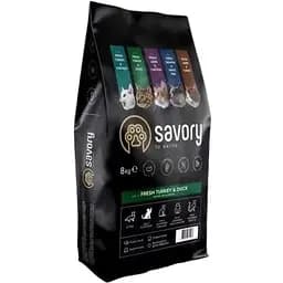 Сухой корм Savory для кошек гурманов со свежей индейкой и уткой 8 кг