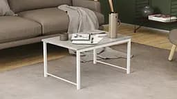 Стіл журнальний приставний Террі Комбо Ferrum-decor 345x662x440 Білий метал ДСП Бетон 16 мм (FRD-105149) - мініатюра 2