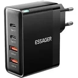 Зарядний адаптер Essager 100W GaN 2U+2C (ES-CD37 / P100AU01A3C0) мзп чорний