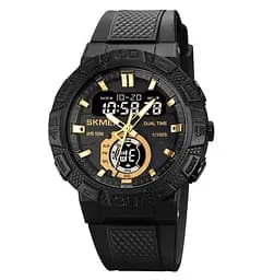 Чоловічий спортивний годинник Skmei 1881 (Чорний із золотистим і чорним циферблатом)