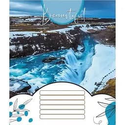 Зошит учнівський "Красиві водоcпади" Leader 018-530100K-5 в клітинку, 18 аркушів