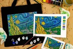 Набор экосумка-раскраска «Звездная ночь» 38х42см черный хлопок 200г/м2 ROSA Talent