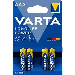 Батарейка VARTA HIGH ENERGY/LONGLIFE POWER AAA LR03 BLI 4 ALKALINE