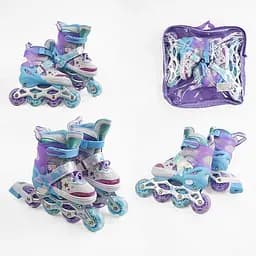 Ролики, размер 29-33, фиолетовый, PU колеса, переднее колесо со светом, диаметр колес 6 см, в сумке