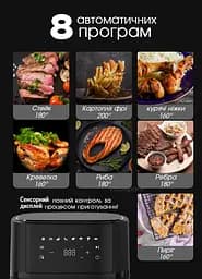 Багатофункціональна мультипіч Crownberg Air Fryer Grill на 5 літрів Аерогриль, аерофритюрниця без олії Black - мініатюра 3