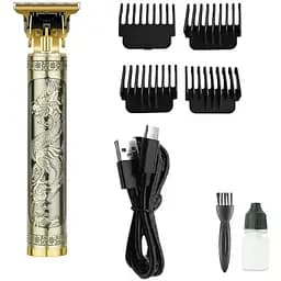 Чоловічий акумуляторний триммер 3 в 1 Daling DL-1505 для бороди вусів 5Вт машинка для стрижки T-лезо Золото