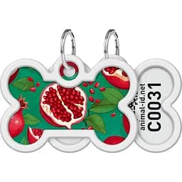 Адресник для собак і котів Waudog Smart ID з QR паспортом Гранати кістка 40 х 28 мм