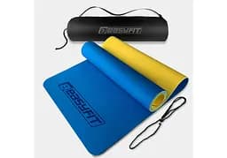 Коврик для йоги и фитнеса EasyFit TPE+TC 6 мм двухслойный + Чехол синий-желтый (EF-1924s-BEY)