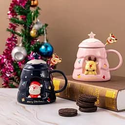Кухоль з кришкою новорічний Merry Christmas 13667 400 мл синій - мініатюра 3