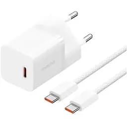 Зарядний пристрій Baseus GaN5 Fast Charger USB-C 30W + Cable 1.0m Type-C 100W white (P10110902213-00)