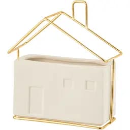 Кашпо J-Line у формі будиночка білого кольору кераміка 16х7х16 см (6327)
