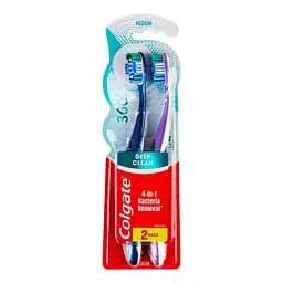 Зубна щітка Colgate 360 Суперчистота усієї порожнини рота, фіолетова з синім 2 шт.
