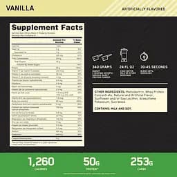 Гейнер Optimum Nutrition Serious Mass Vanilla 2.722 кг - мініатюра 4