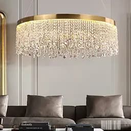 Неймовірна кришталева люстра з золотим обводком h35 Line.F Діаметр 60см