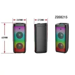 Акустична система XPRO ZPRO ZQS-8215 потужність 150 Вт Bluetooth USB SD USB AUX мікрофонний вхід для караоке (MER-15653_3850) - мініатюра 5