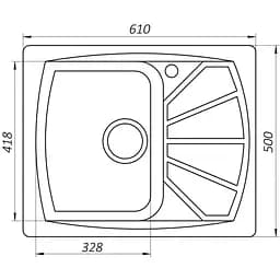 Гранітна мийка Globus Lux Tana сірий металік 610x500 мм А0003, Сірий - мініатюра 5
