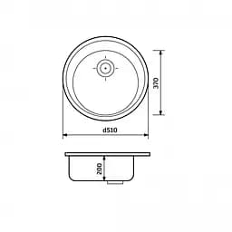 Кухонна мийка Adamant SUN avena d 510x200 мм, без крила d 51 - мініатюра 3
