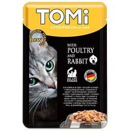 Вологий корм TOMi Superpremium Poultry Rabbit птах кролик консерви для котів, пауч 100г