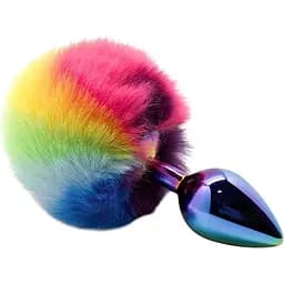 Анальная пробка Wooomy Filippi M с пушистым хвостиком диаметр 3.4 см длина 8 см