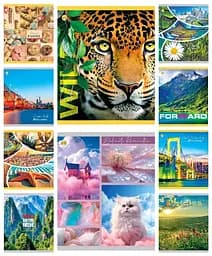 Тетради ученические 60 листов клетка Твердая Микс 1, 10 шт. в упаковке