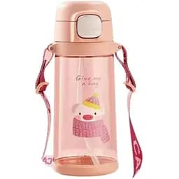 Пляшка для води Casno 690 мл KXN-1219 Рожева (Свинка) з соломинкою (KXN-1219_Pink)