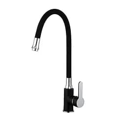 Смеситель для кухни гибкий излив U гайка черный/хром Ø35 Frap 1/10 F4042 Черный матовый