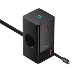 Зарядний пристрій Baseus PowerCombo Digital PowerStrip 65W подовжувач із кабелем чорний