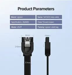 Кабель Ugreen Angled SATA 3 Data Cable 0.5m Black US217 (30797) - мініатюра 9