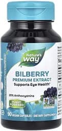 Чорна бузина та екстракт чорниці Nature's Way Bilberry Premium Extract, 90 вегакапсул для підтримки очей та зору