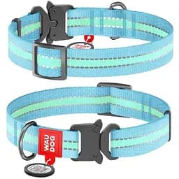 Нашийник для собак Waudog Nylon нейлоновий c QR паспортом, що світиться/світловідбивний, металева пряжка-фастекс, XL, Ш 25 мм, Дов 35-58 см