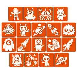 Набор трафаретов для био-тату "Монстры и ракеты #2" Fresh Tattoo monsters-and-rockets-2-5x5-18