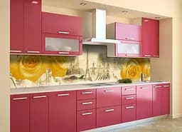 Кухонний фартух Amour для кухні наклейка ПВХ Франція Ейфелева вежа жовті Троянди 60х200 см Happy Pocket Z180422